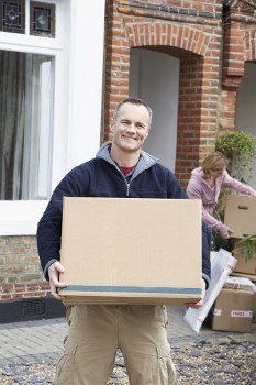 Packed boxes and moving supplies ready for removals in Keston
