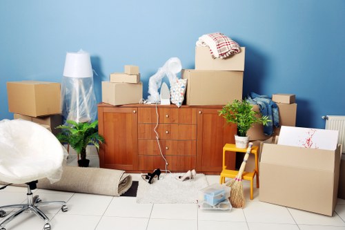 Residential moving day support with labelled boxes in Keston