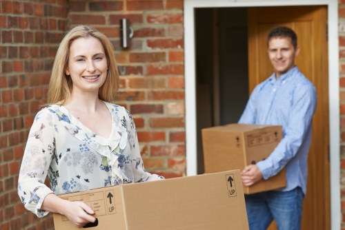 Warehouse and moving service team promoting anti-slavery compliance